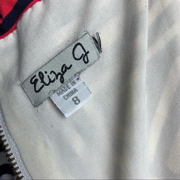 Eliza J Shift Dress Geometric Print in Navy over White & Fuschia  size 8 - Picture 10 of 12